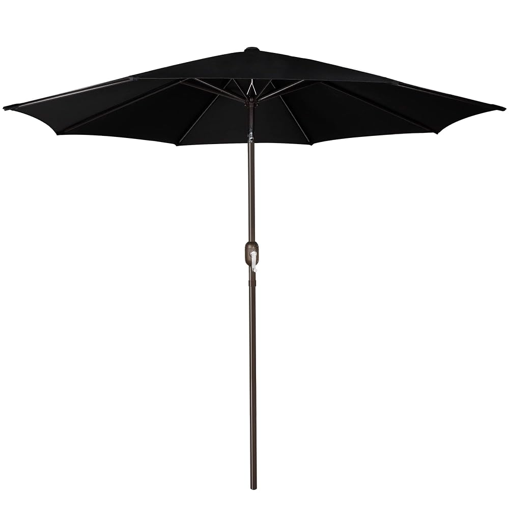 Blissun 9FT Patio Umbrella, Outdoor Table Umbrella, Yard Umbrella, Market Umbrella with 8 Sturdy Ribs, Push Button Tilt and Crank, Grayish White