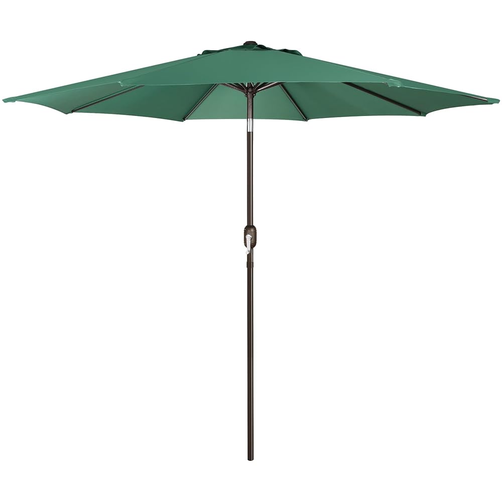 Blissun 9FT Patio Umbrella, Outdoor Table Umbrella, Yard Umbrella, Market Umbrella with 8 Sturdy Ribs, Push Button Tilt and Crank, Seaglass