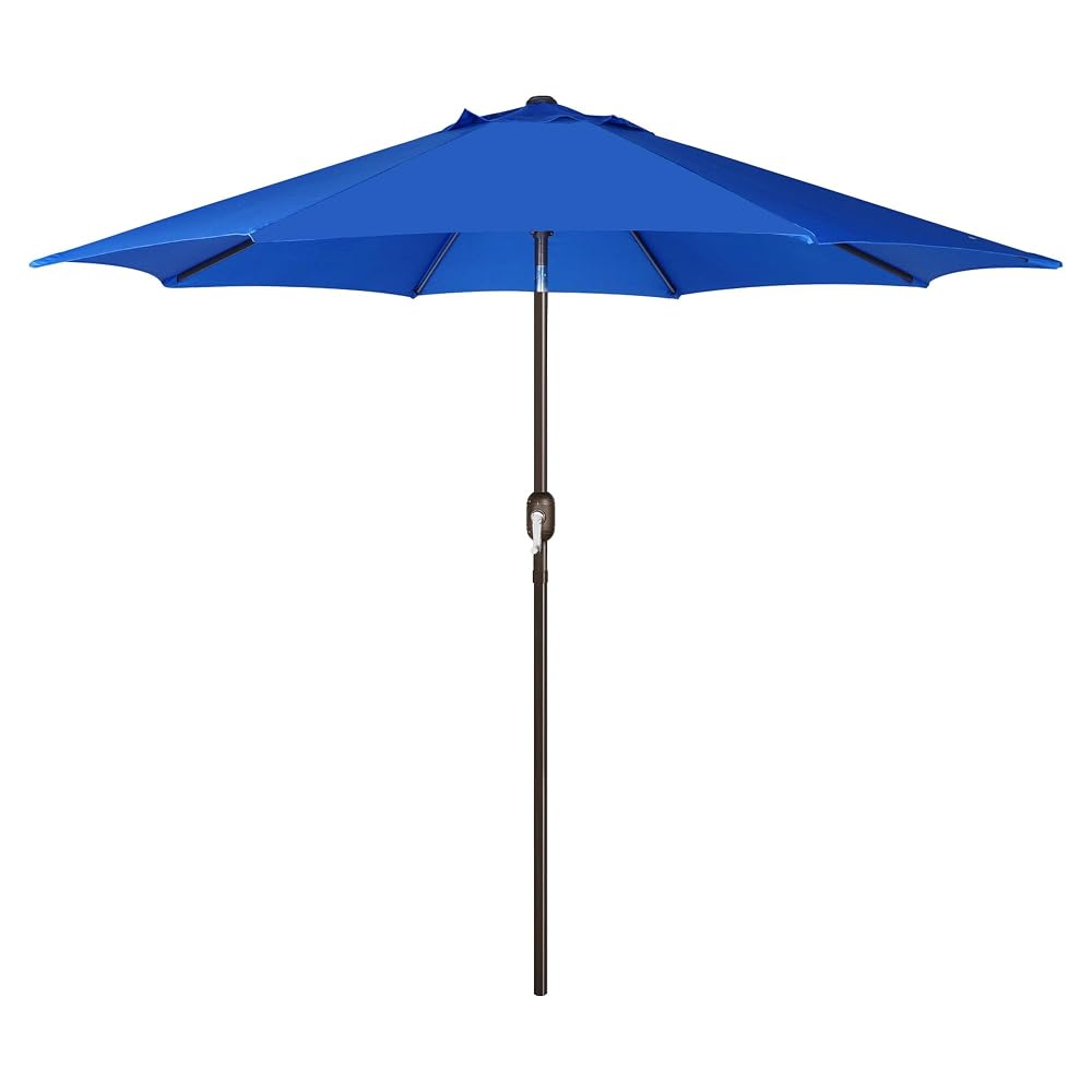 Blissun 9' Outdoor Patio Umbrella, Outdoor Table Umbrella, Yard Umbrella, Market Umbrella with 8 Sturdy Ribs, Push Button Tilt and Crank, Royal Blue