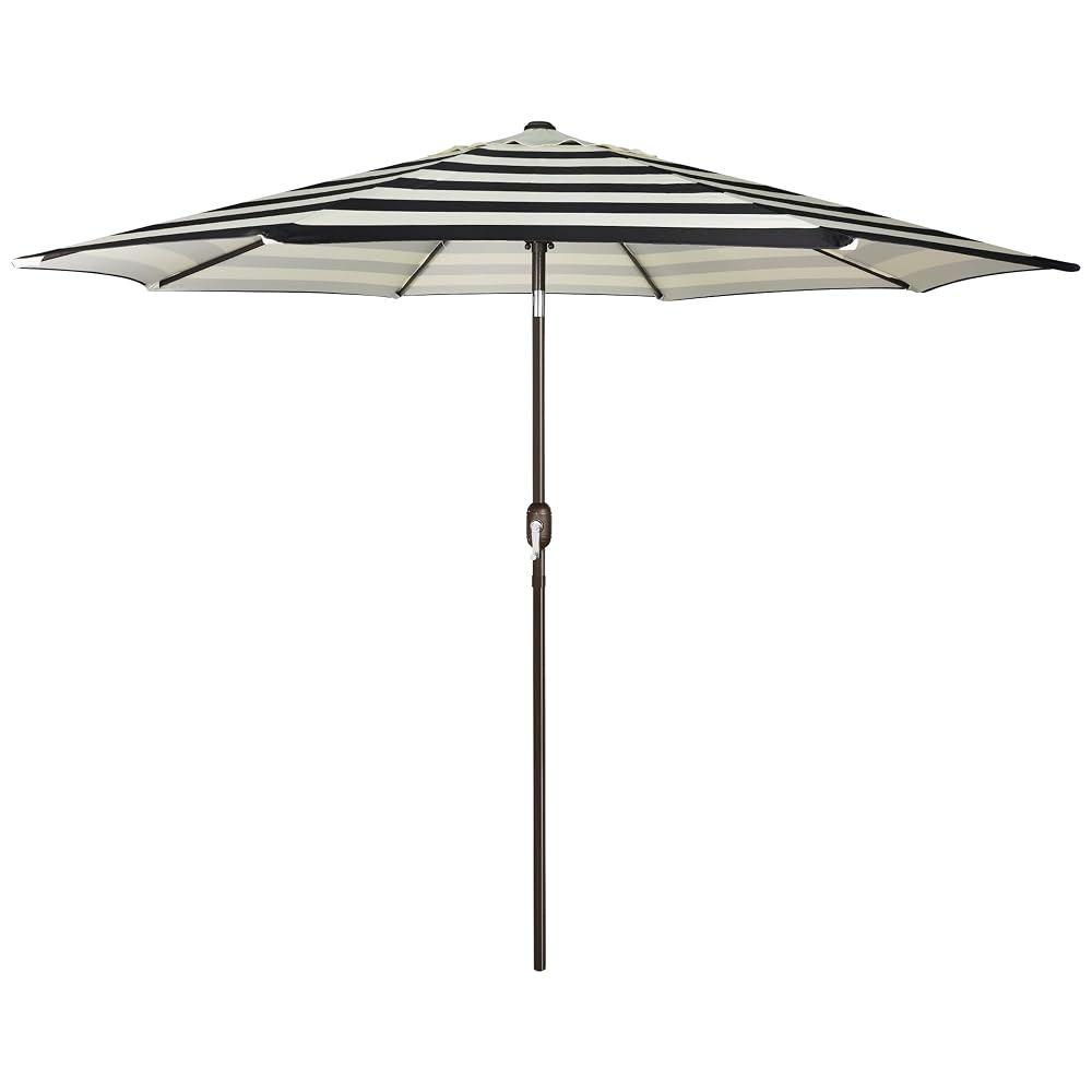 Blissun 9FT Patio Umbrella, Outdoor Table Umbrella, Yard Umbrella, Market Umbrella with 8 Sturdy Ribs, Push Button Tilt and Crank, Black & Ivory