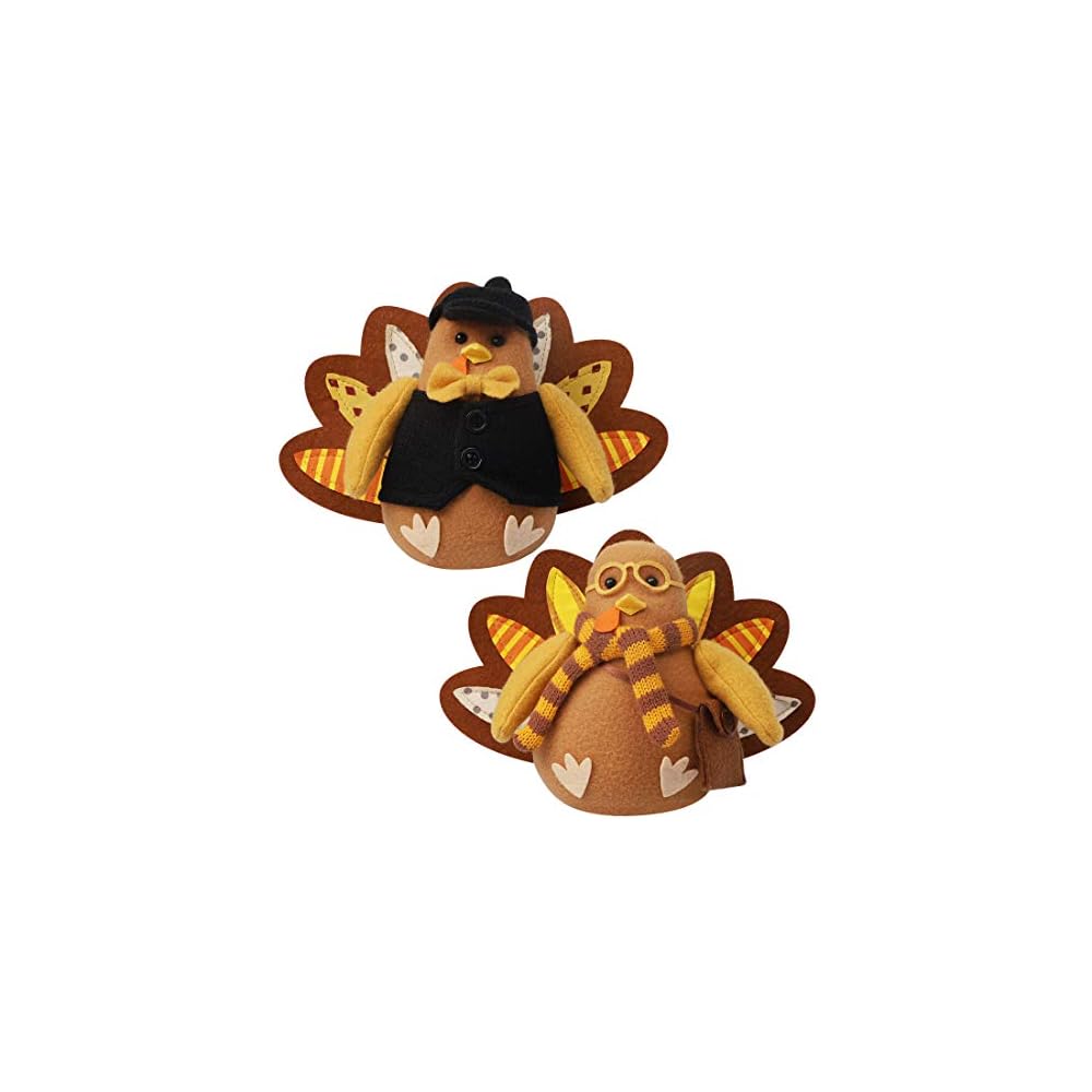 FORUP Standing Turkey Couple Thanksgiving Decoration for Autumn Fall Thanksgiving Harvest Halloween Home Decorations
