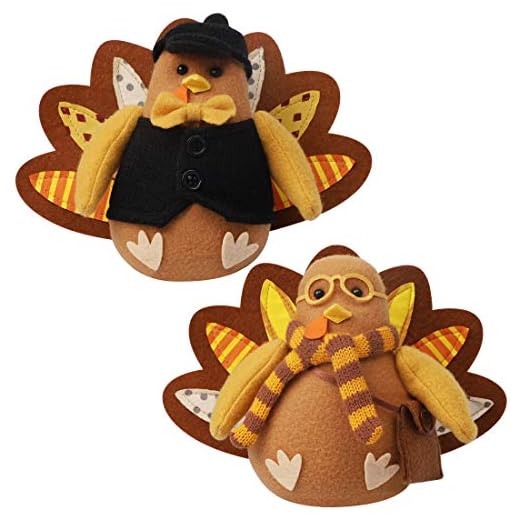 FORUP Standing Turkey Couple Thanksgiving Decoration for Autumn Fall Thanksgiving Harvest Halloween Home Decorations