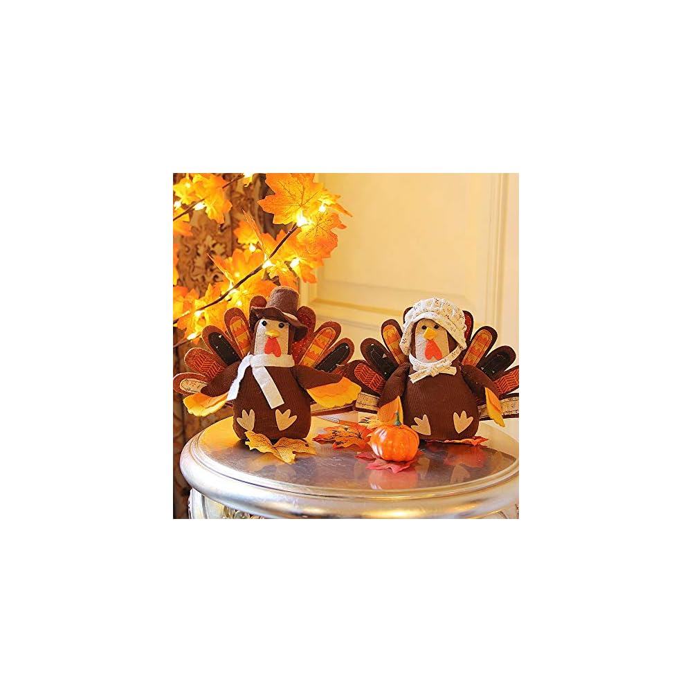 FORUP Standing Turkey Couple Thanksgiving Decoration for Autumn Fall Thanksgiving Harvest Home Decor