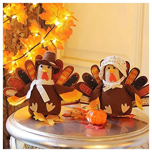FORUP Standing Turkey Couple Thanksgiving Decoration for Autumn Fall Thanksgiving Harvest Home Decor