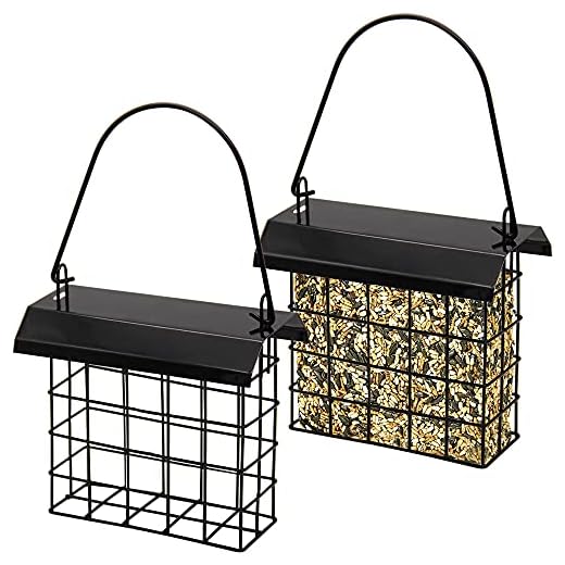 FORUP 2 Pack Suet Bird Feeder, Hanging Suet Feeder, Single Suet Cake Bird Feeder, One Suet Capacity