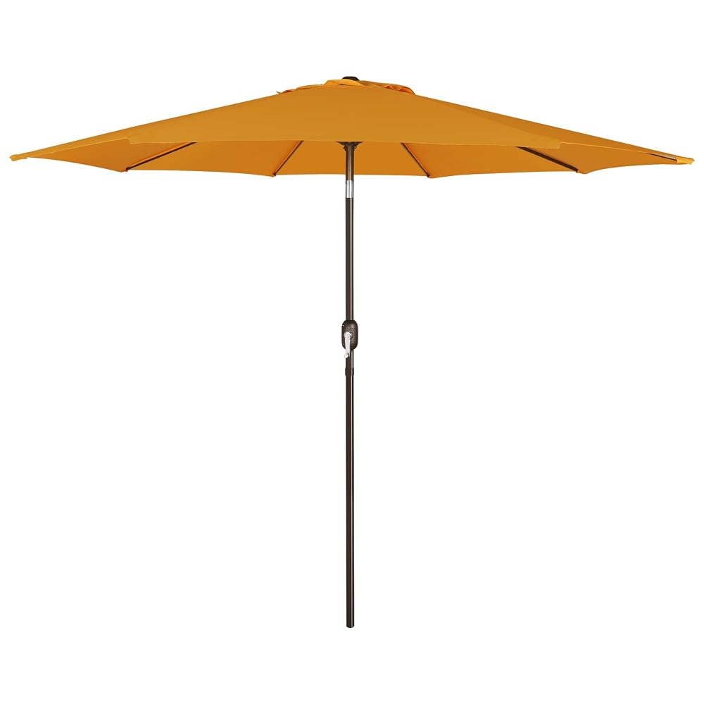 Blissun 9FT Patio Umbrella, Outdoor Table Umbrella, Yard Umbrella, Market Umbrella with 8 Sturdy Ribs, Push Button Tilt and Crank, Golden Yellow
