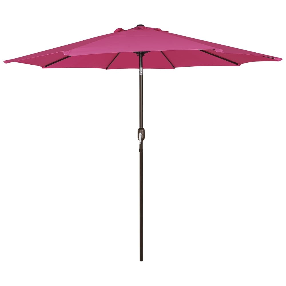 Blissun 9FT Patio Umbrella, Outdoor Table Umbrella, Yard Umbrella, Market Umbrella with 8 Sturdy Ribs, Push Button Tilt and Crank, Fuchsia