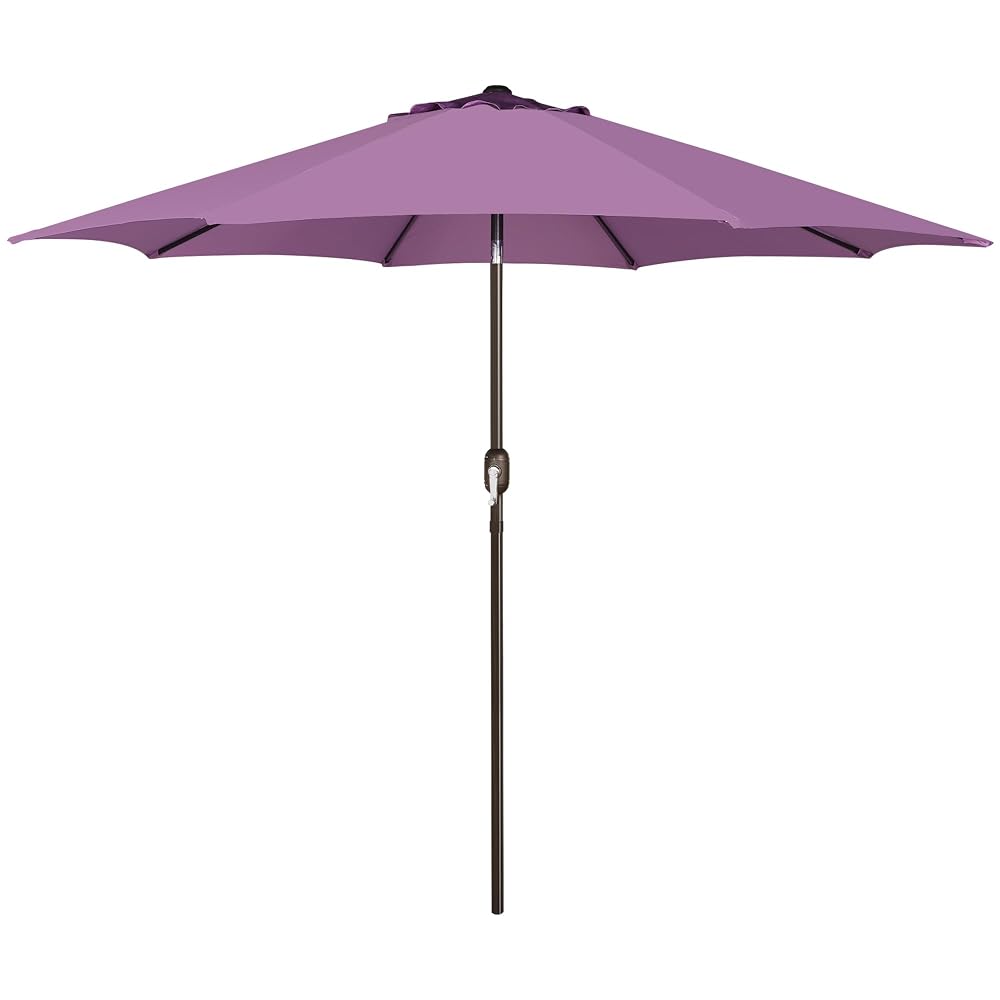 Blissun 9FT Patio Umbrella, Outdoor Table Umbrella, Yard Umbrella, Market Umbrella with 8 Sturdy Ribs, Push Button Tilt and Crank, Lilac