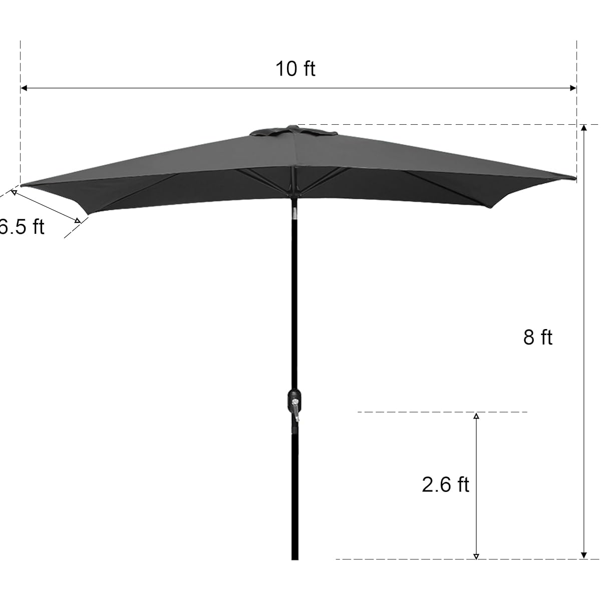 Blissun Square Patio Umbrella with 28 LED Lights, Solar Umbrella Table Market Umbrella with Tilt and Crank Outdoor Umbrella for Garden, Deck, Backyard, Pool and Beach, Dark Grey - detail image 3