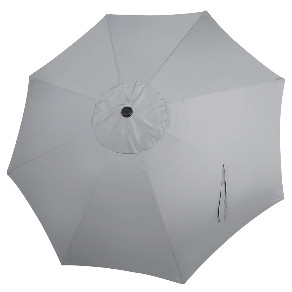 Blissun 9ft Patio Umbrella Replacement Canopy, Market Umbrella Top, Outdoor Table Umbrella Canopy for 8 Ribs, Canopy Only (Grey)