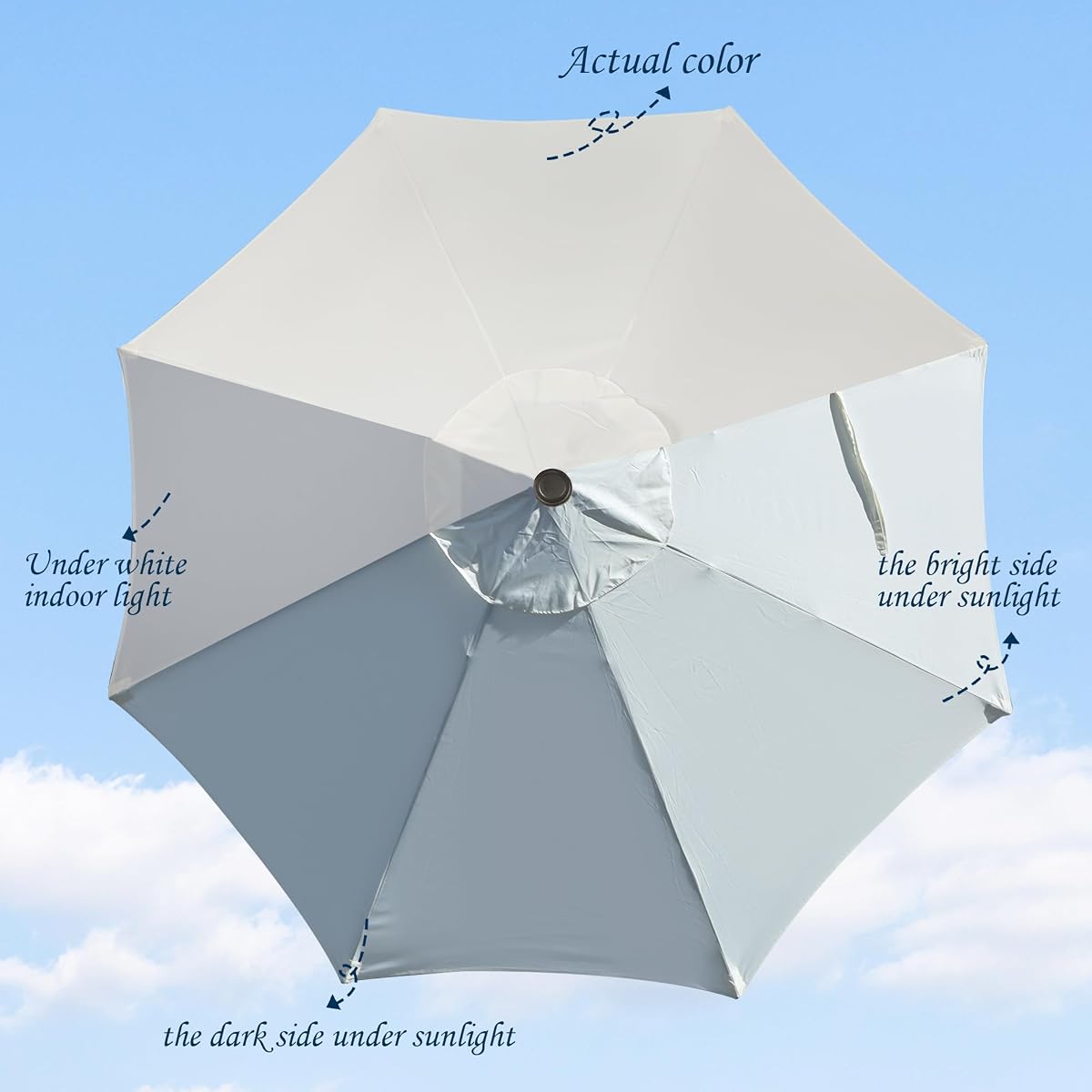 Blissun 9ft Patio Umbrella Replacement Canopy, Market Umbrella Top, Outdoor Table Umbrella Canopy for 8 Ribs, Canopy Only (Creamy White) - detail image 1