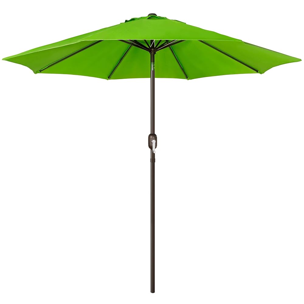 Blissun 9' Outdoor Patio Umbrella, Outdoor Table Umbrella, Yard Umbrella, Market Umbrella with 8 Sturdy Ribs, Push Button Tilt and Crank (Lime)