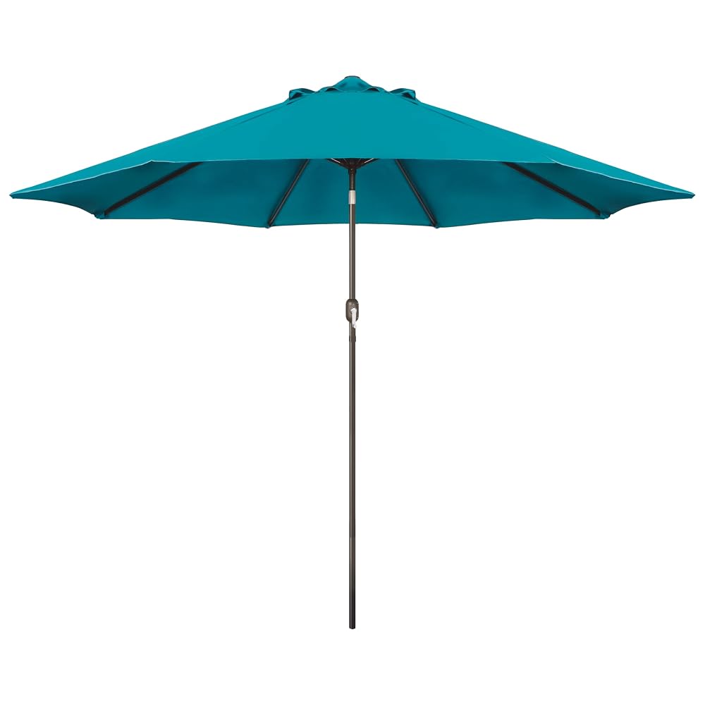 Blissun 9' Outdoor Patio Umbrella, Outdoor Table Umbrella, Yard Umbrella, Market Umbrella with 8 Sturdy Ribs, Push Button Tilt and Crank (Cerulean)