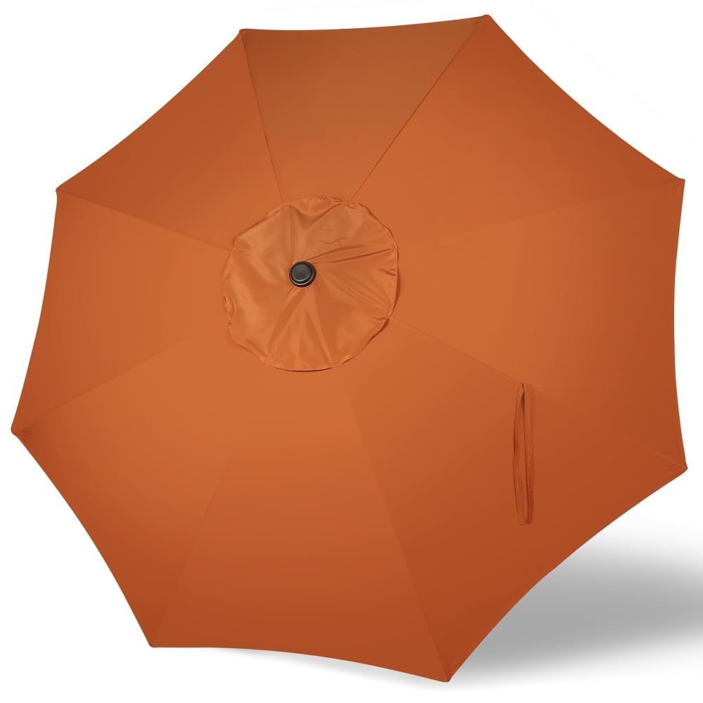 Blissun 9ft Patio Umbrella Replacement Canopy, Market Umbrella Top, Outdoor Table Umbrella Canopy for 8 Ribs, Canopy Only (Rust)