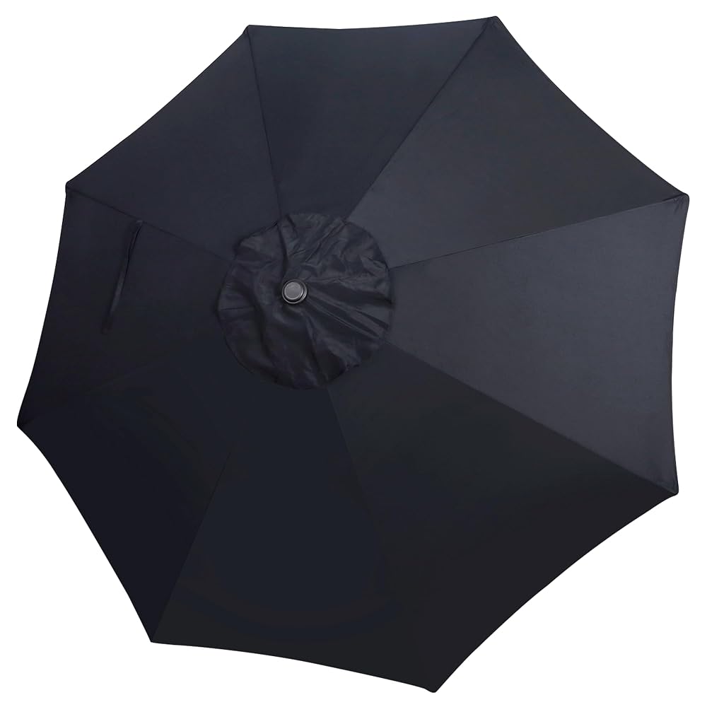 Blissun 9ft Patio Umbrella Replacement Canopy, Market Umbrella Top, Outdoor Table Umbrella Canopy for 8 Ribs, Canopy Only (Black)