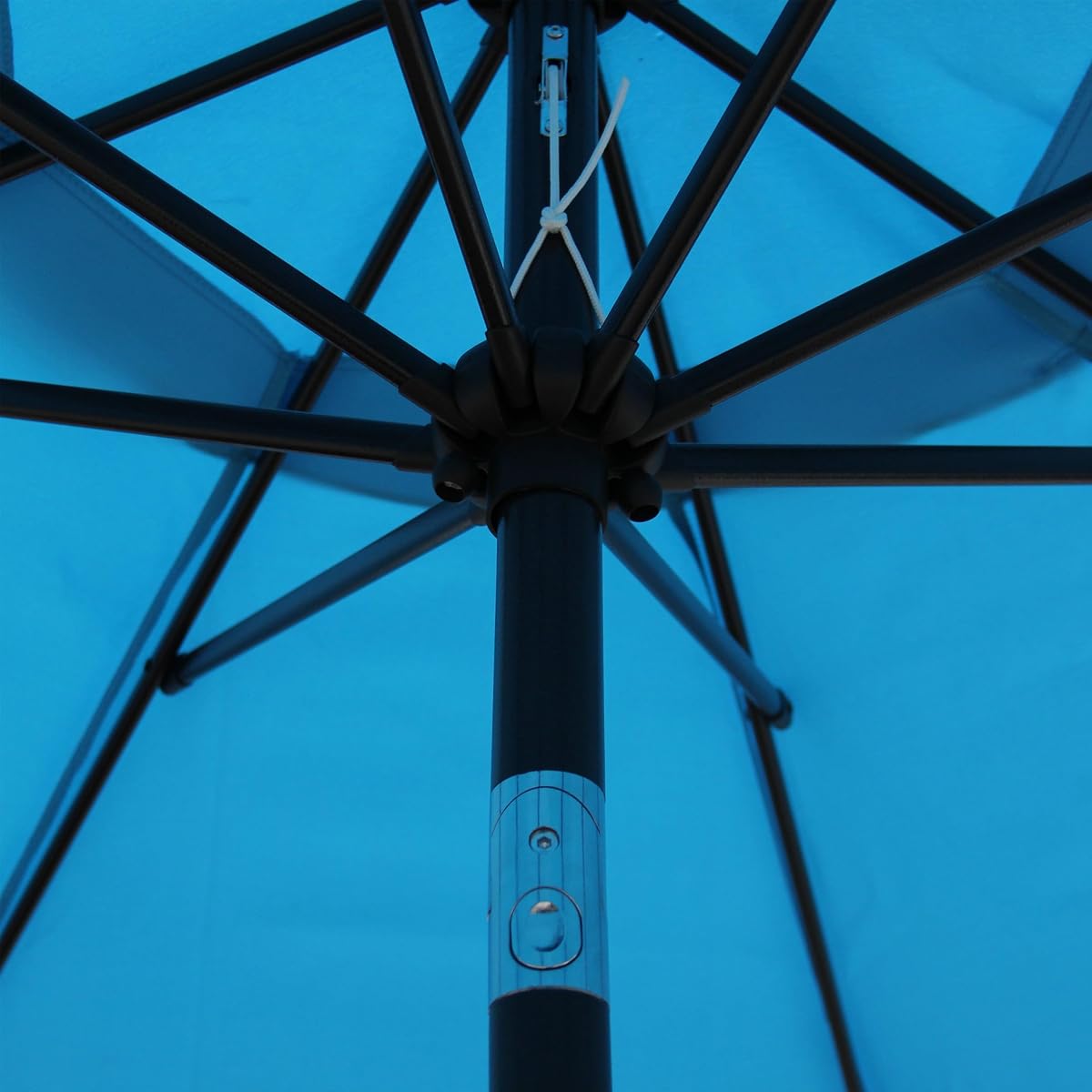 Blissun 9' Outdoor Patio Umbrella, Outdoor Table Umbrella, Yard Umbrella, Market Umbrella with 8 Sturdy Ribs, Push Button Tilt and Crank (Light Blue) - detail image 3