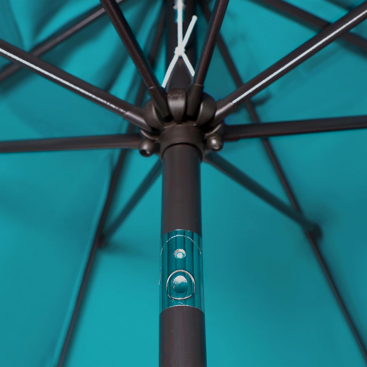 Blissun 9' Outdoor Patio Umbrella, Outdoor Table Umbrella, Yard Umbrella, Market Umbrella with 8 Sturdy Ribs, Push Button Tilt and Crank (Cerulean) - detail image 3