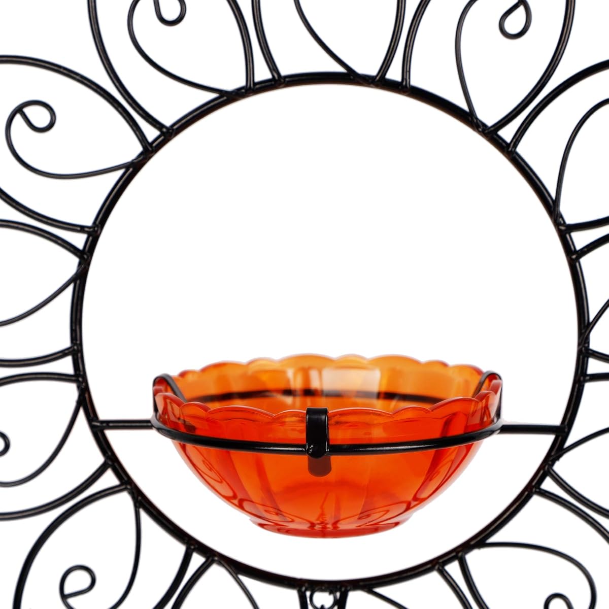 FORUP Oriole Bird Feeder for Outdoors Jelly and Oranges, Orange Fruit Oriole Jelly Bird Feeder, Outdoor Garden Metal Hanging Drinking Grape Jelly Container Hummingbird Feeder, Flower Shape - imagen de detalle 6