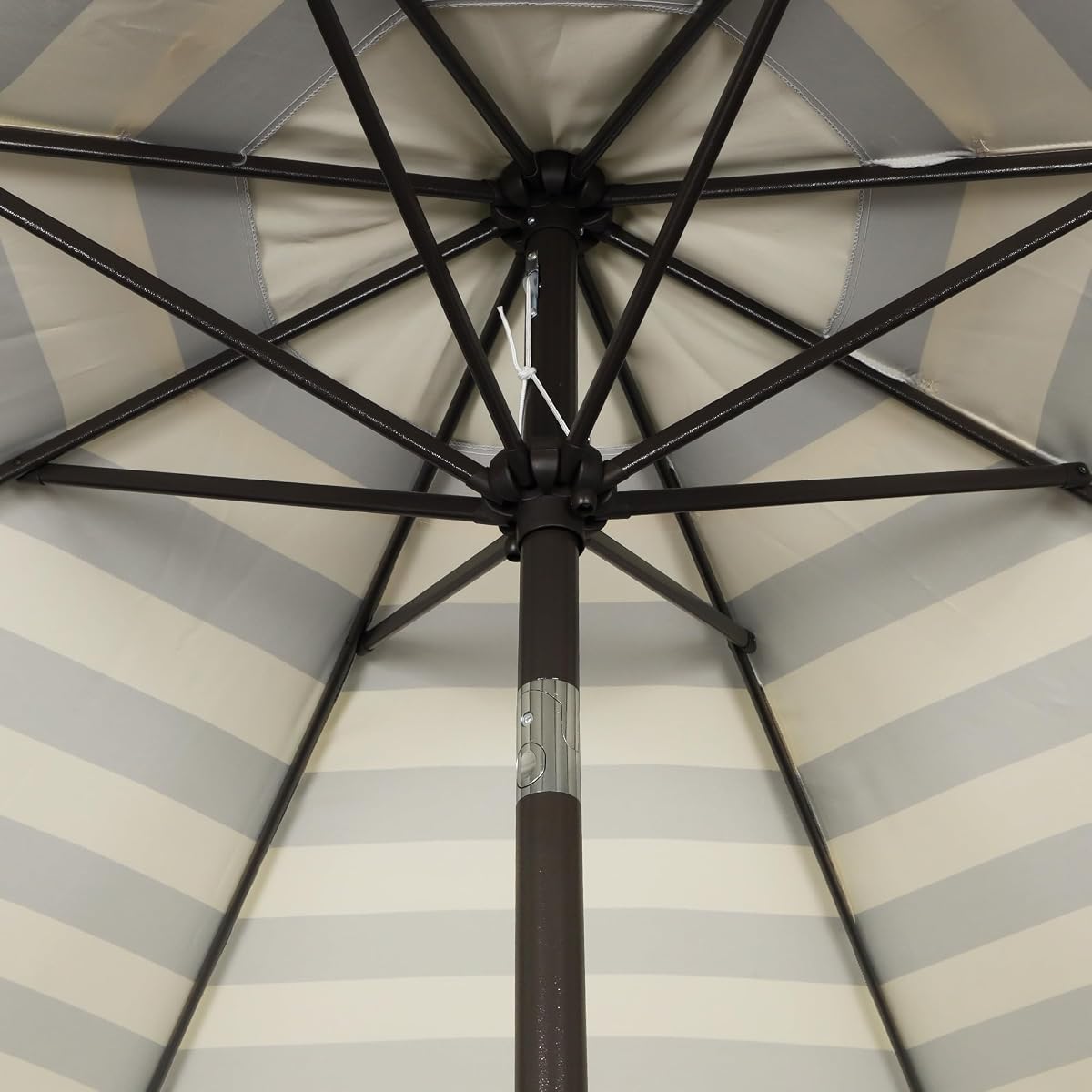 Blissun 9FT Patio Umbrella, Outdoor Table Umbrella, Yard Umbrella, Market Umbrella with 8 Sturdy Ribs, Push Button Tilt and Crank, Black & Ivory - detail image 2