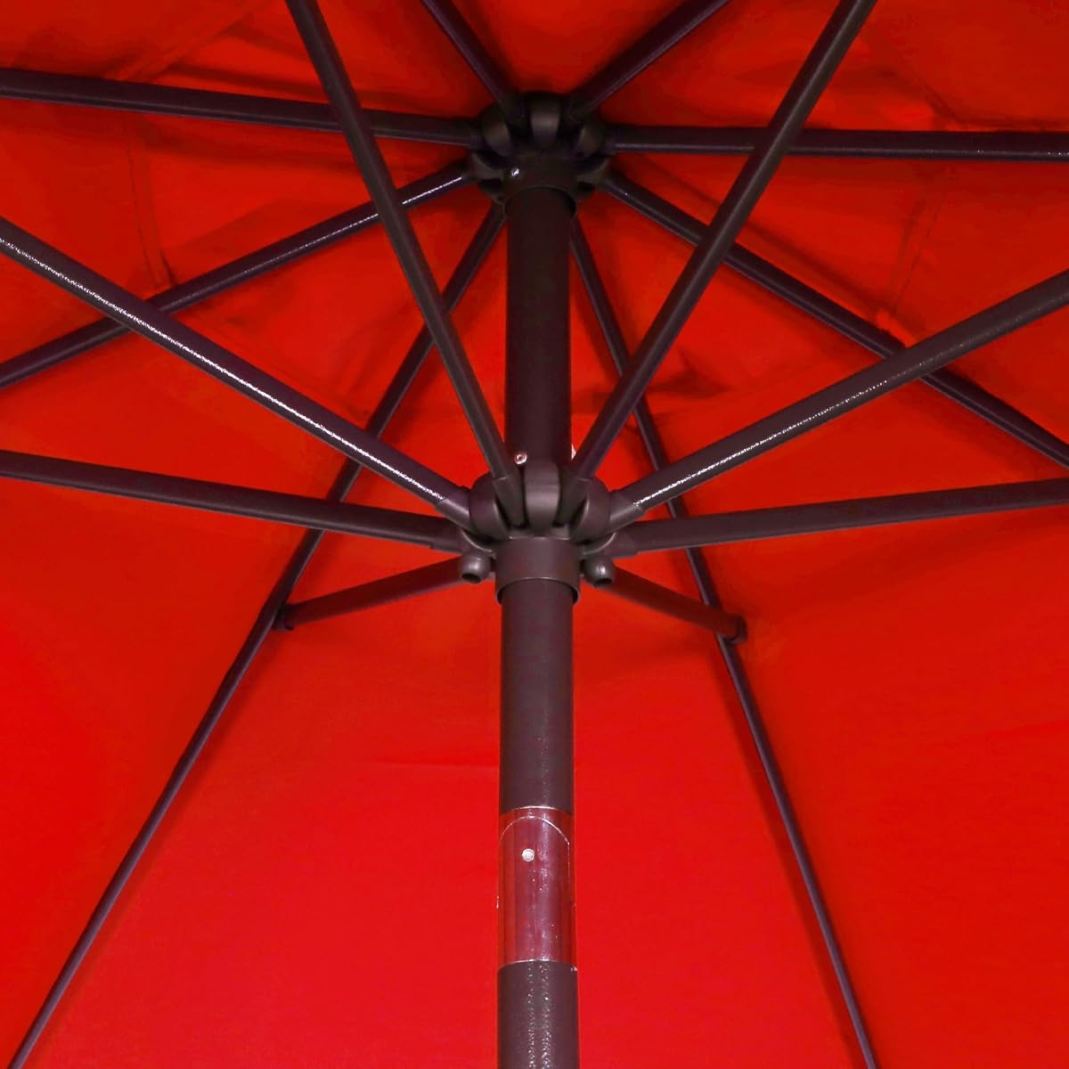 Blissun 9FT Patio Umbrella, Outdoor Table Umbrella, Yard Umbrella, Market Umbrella with 8 Sturdy Ribs, Push Button Tilt and Crank, Bright Red - detail image 2