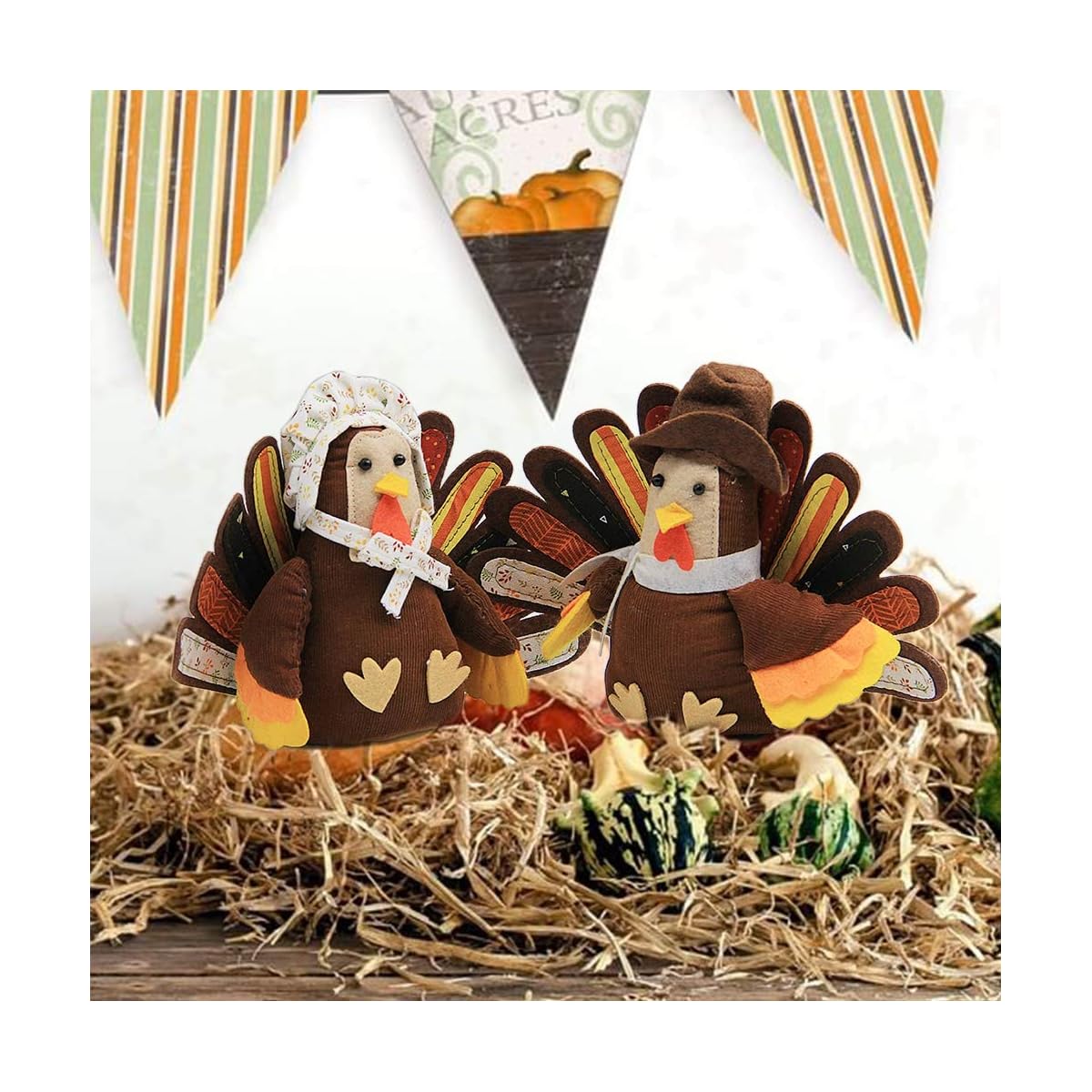 FORUP Standing Turkey Couple Thanksgiving Decoration for Autumn Fall Thanksgiving Harvest Home Decor - imagem de detalhe 2