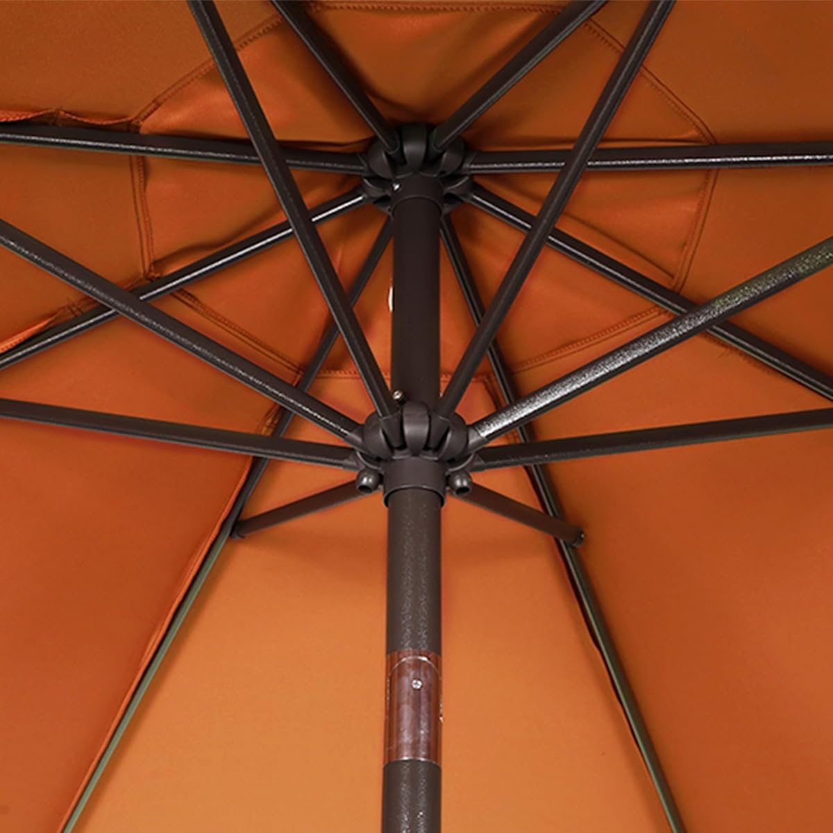 Blissun 9FT Patio Umbrella, Outdoor Table Umbrella, Yard Umbrella, Market Umbrella with 8 Sturdy Ribs, Push Button Tilt and Crank, Rust - detail image 2