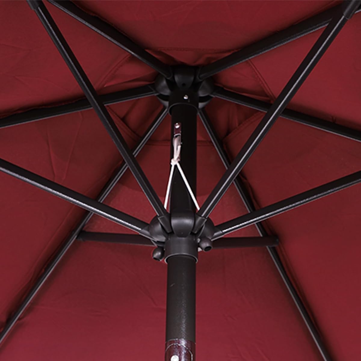 Blissun 9FT Patio Umbrella, Outdoor Table Umbrella, Yard Umbrella, Market Umbrella with 8 Sturdy Ribs, Push Button Tilt and Crank, Burgundy - detail image 2