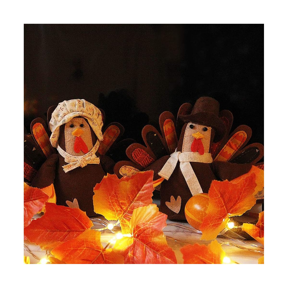 FORUP Standing Turkey Couple Thanksgiving Decoration for Autumn Fall Thanksgiving Harvest Home Decor - imagem de detalhe 5