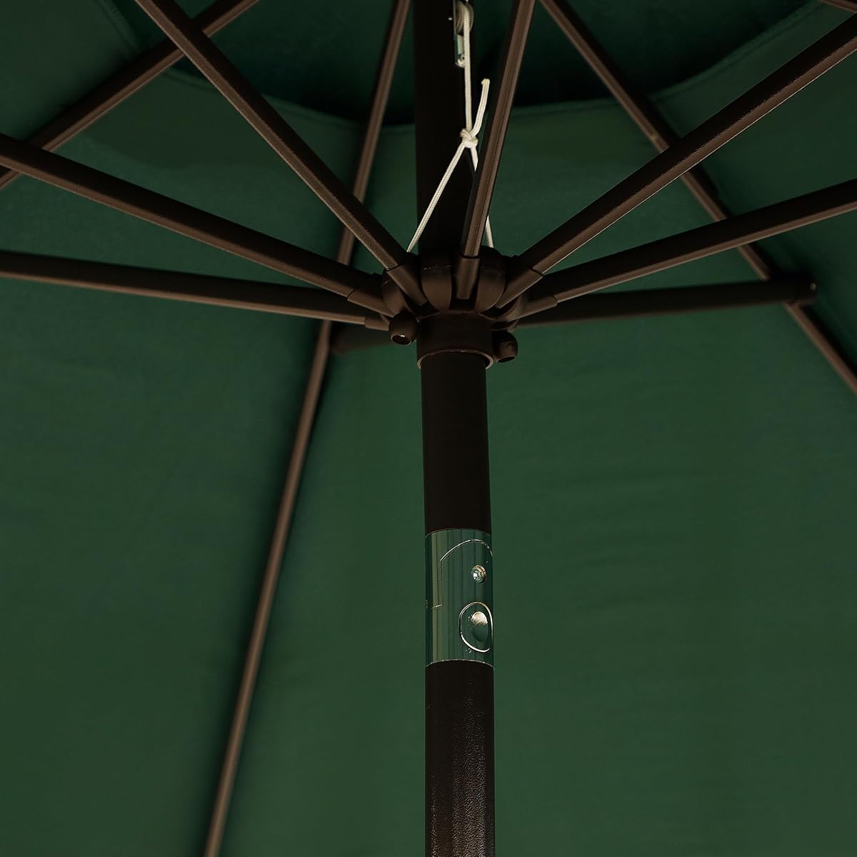 Blissun 9' Outdoor Patio Umbrella, Outdoor Table Umbrella, Yard Umbrella, Market Umbrella with 8 Sturdy Ribs, Push Button Tilt and Crank (Dark Green) - detail image 3