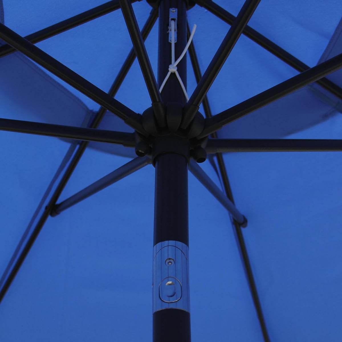 Blissun 9' Outdoor Patio Umbrella, Outdoor Table Umbrella, Yard Umbrella, Market Umbrella with 8 Sturdy Ribs, Push Button Tilt and Crank (Navy Blue) - detail image 2