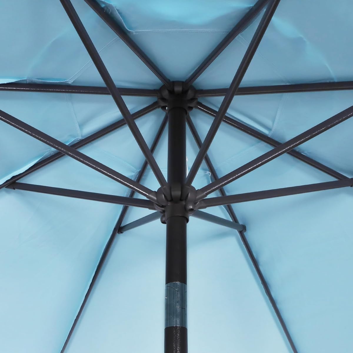 Blissun 9FT Patio Umbrella, Outdoor Table Umbrella, Yard Umbrella, Market Umbrella with 8 Sturdy Ribs, Push Button Tilt and Crank, Pale Turquoise - detail image 2