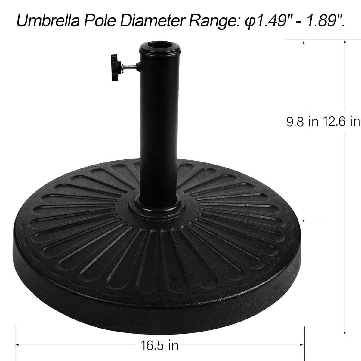 Blissun 22 lbs Patio Umbrella Base, Outdoor Umbrella Base, Market Umbrella Base Stand for Patio, Garden, Lawn, Black - detail image 1