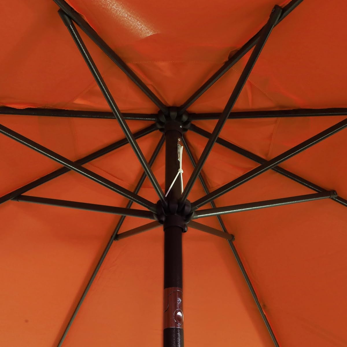 Blissun 9' Outdoor Patio Umbrella, Outdoor Table Umbrella, Yard Umbrella, Market Umbrella with 8 Sturdy Ribs, Push Button Tilt and Crank (Orange) - detail image 2