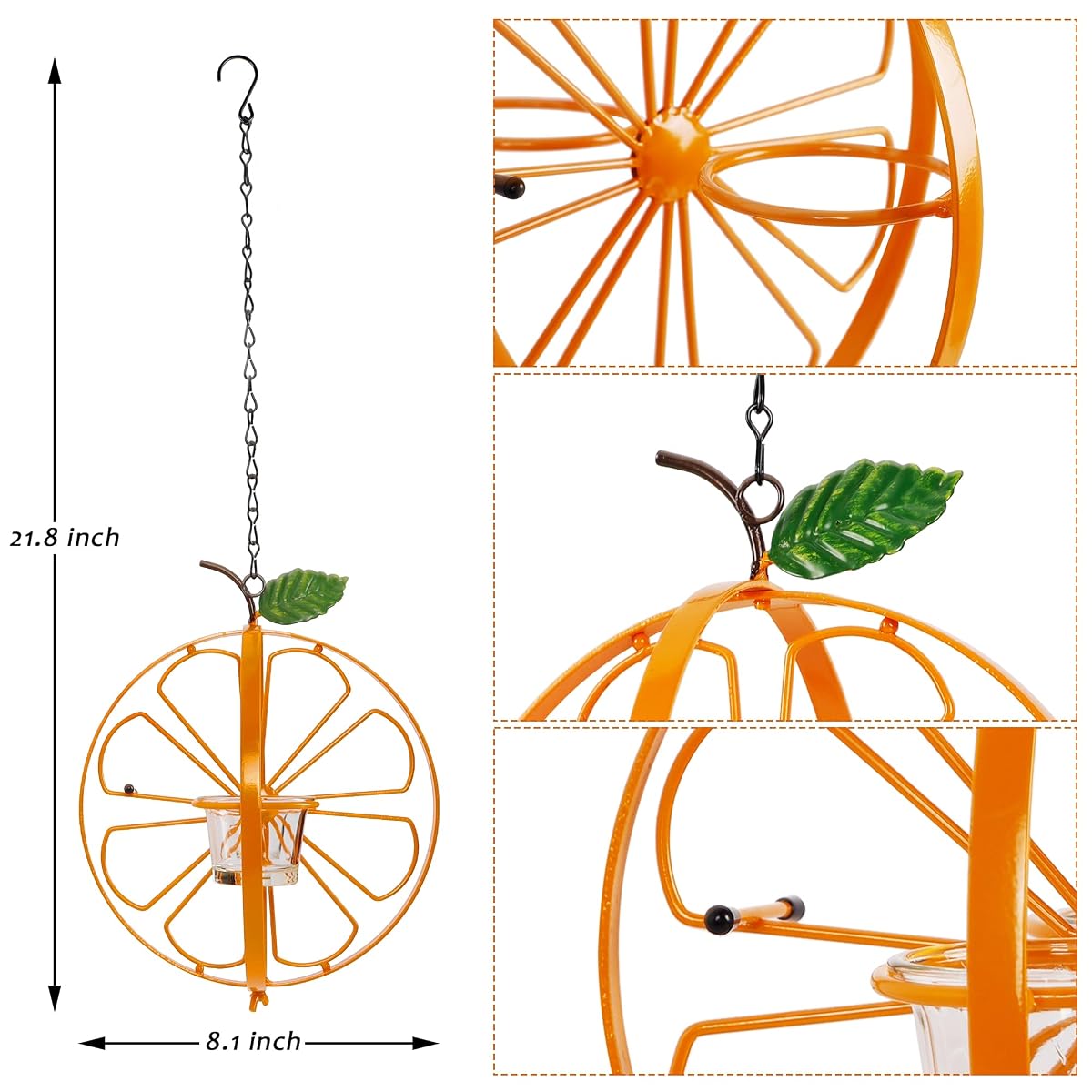 FORUP Oriole Bird Feeder for Outdoors Jelly and Oranges, Orange Fruit Oriole Jelly Bird Feeder, Outdoor Garden Metal Hanging Drinking Grape Jelly Container Hummingbird Feeder - imagem de detalhe 1