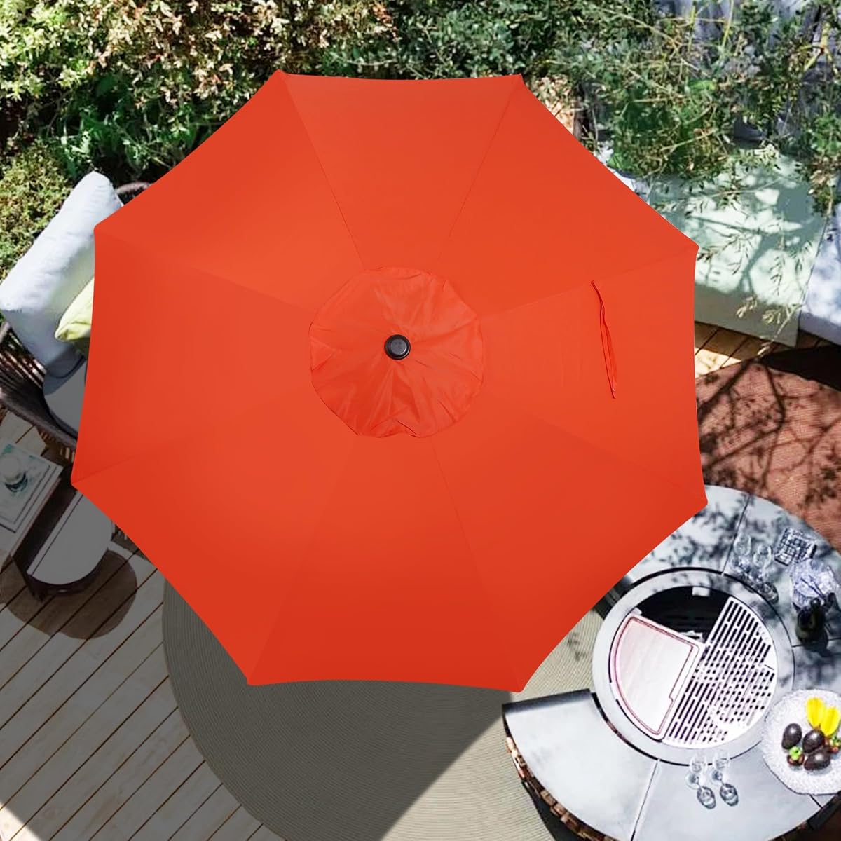 Blissun 9ft Patio Umbrella Replacement Canopy, Market Umbrella Top, Outdoor Table Umbrella Canopy for 8 Ribs, Canopy Only (Orange) - detail image 6