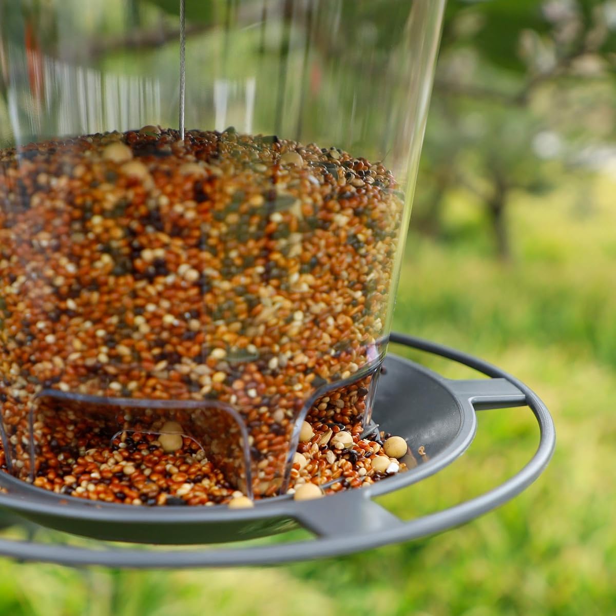 FORUP Panorama Bird Feeder, Hanging Wild Bird Feeder with Round Shaped Roof, Gazebo Bird Feeder for Outside Garden Yard Decoration, Grey - detail image 5