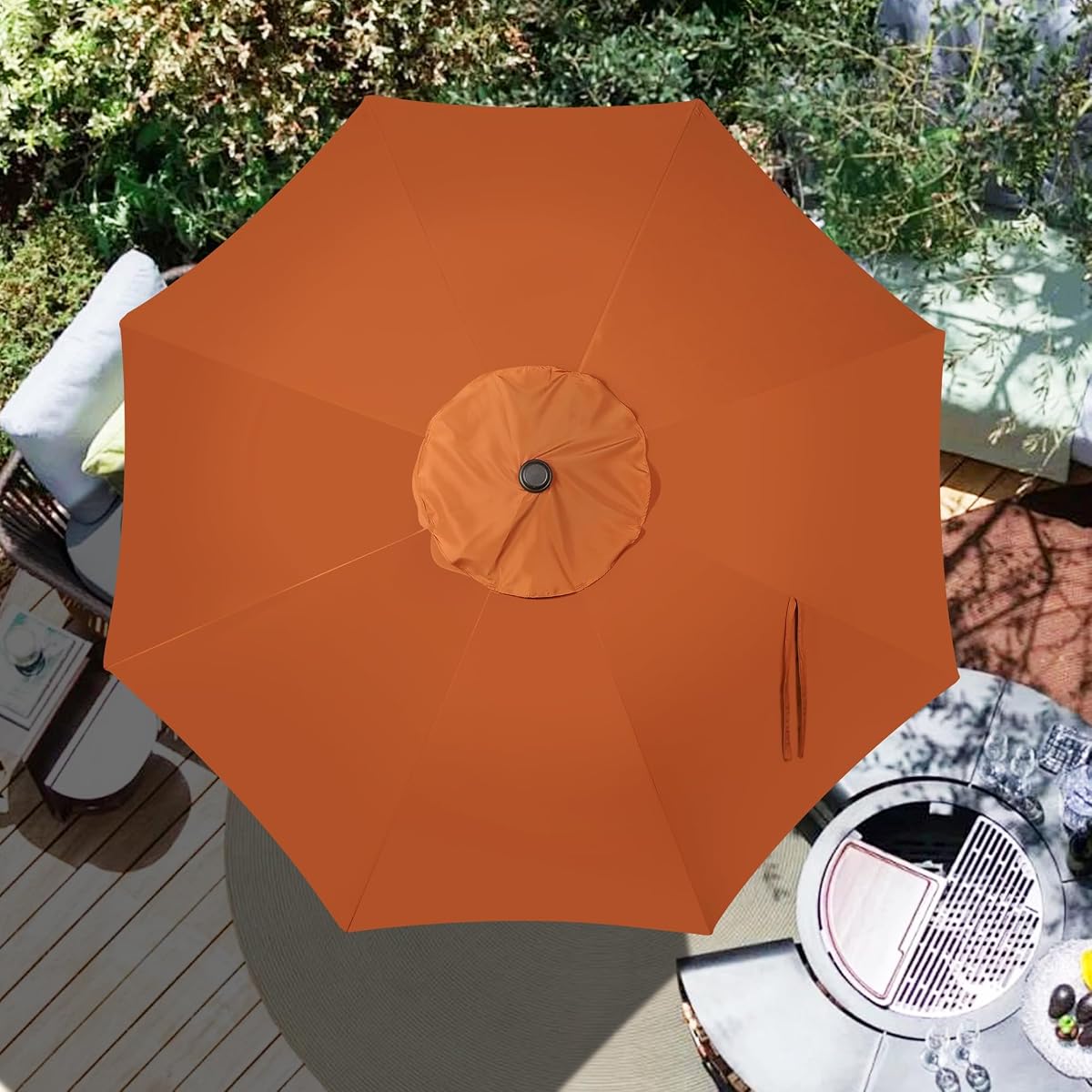 Blissun 9ft Patio Umbrella Replacement Canopy, Market Umbrella Top, Outdoor Table Umbrella Canopy for 8 Ribs, Canopy Only (Rust) - detail image 6
