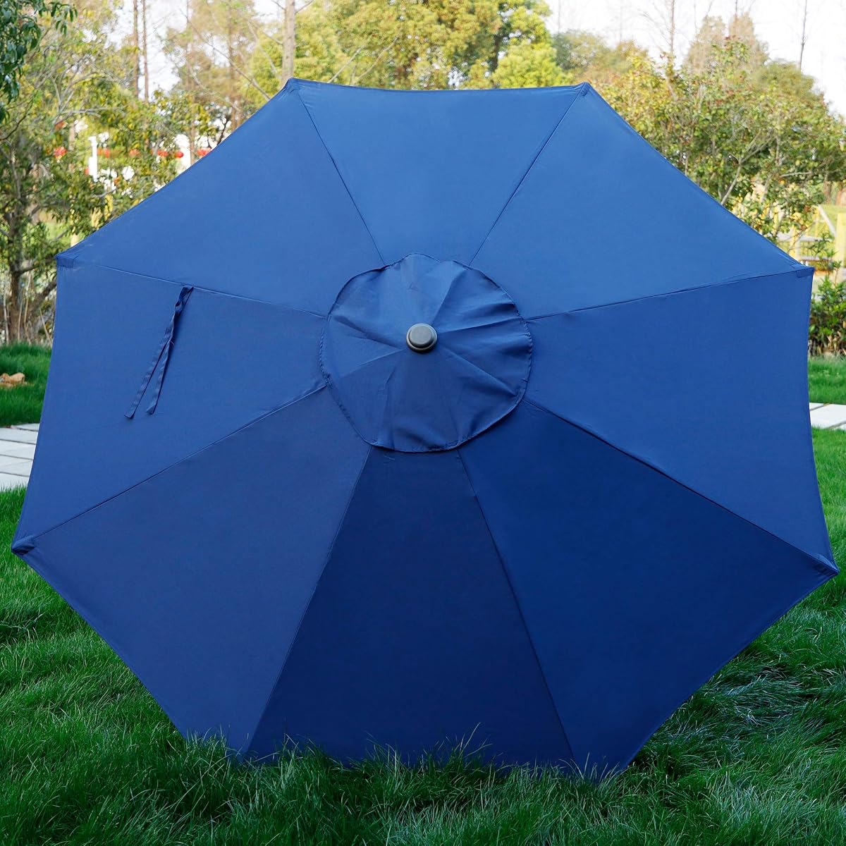 Blissun 9' Outdoor Patio Umbrella, Outdoor Table Umbrella, Yard Umbrella, Market Umbrella with 8 Sturdy Ribs, Push Button Tilt and Crank (Navy Blue) - detail image 3