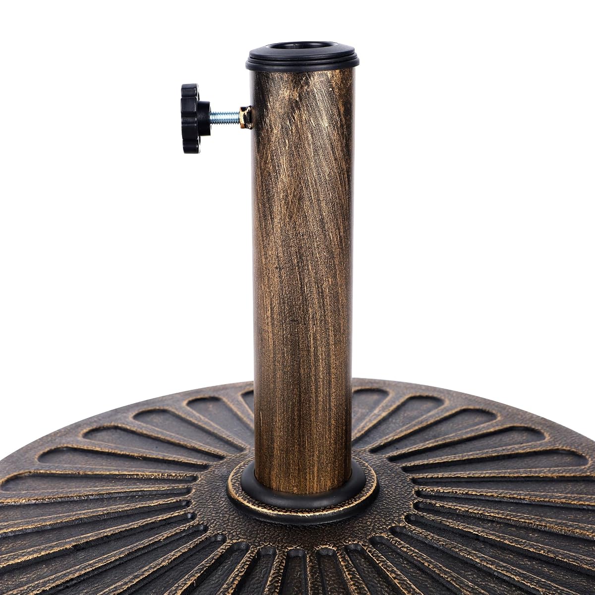 Blissun 26.5 lbs Outdoor Living Heavy Duty Round Antiqued Patio Umbrella Base, Bronze - detail image 3