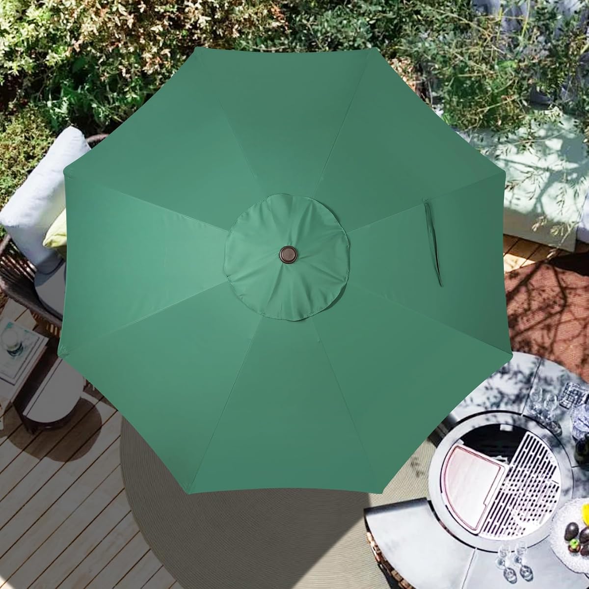 Blissun 9ft Patio Umbrella Replacement, Market Umbrella Top, Outdoor Table Umbrella Canopy for 8 Ribs (Seaglass) - detail image 6