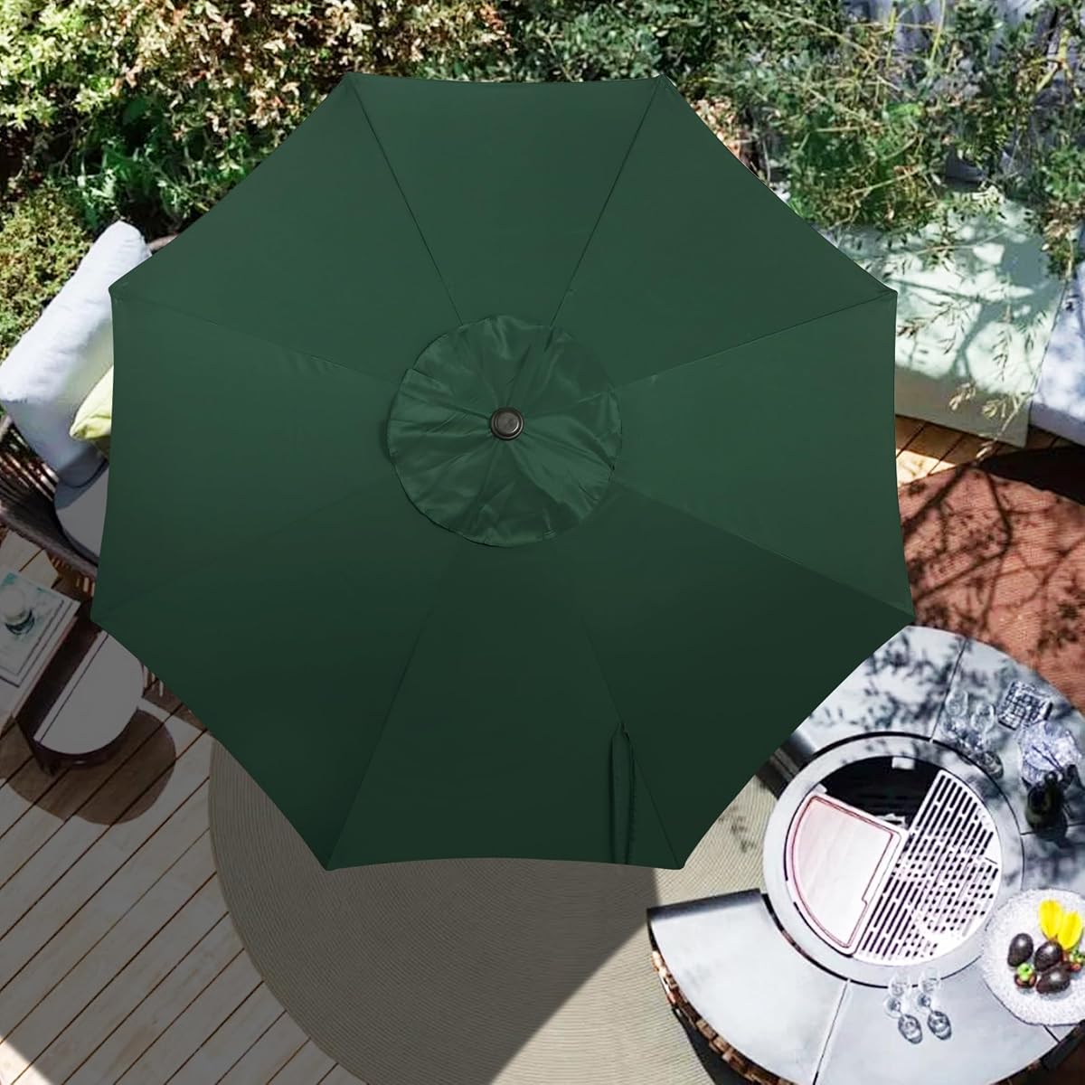 Blissun 9ft Patio Umbrella Replacement Canopy, Market Umbrella Top, Outdoor Table Umbrella Canopy for 8 Ribs, Canopy Only (Dark Green) - detail image 6
