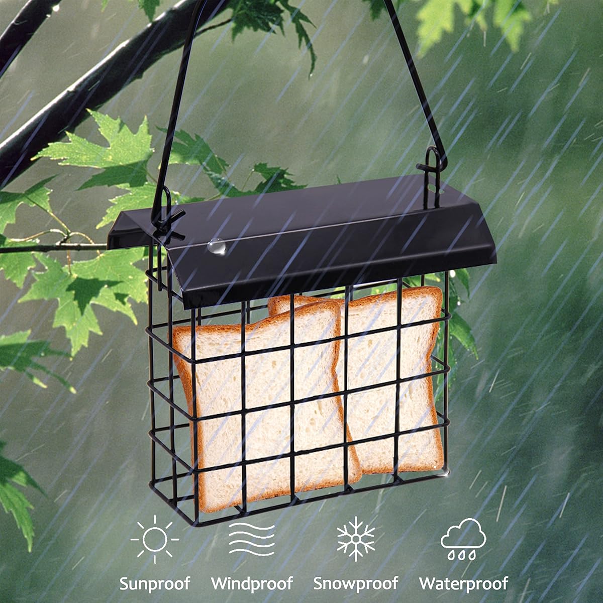 FORUP Suet Bird Feeder, Hanging Suet Feeder, Single Suet Cake Bird Feeder, One Suet Capacity, 2 Pack - imagen de detalle 2