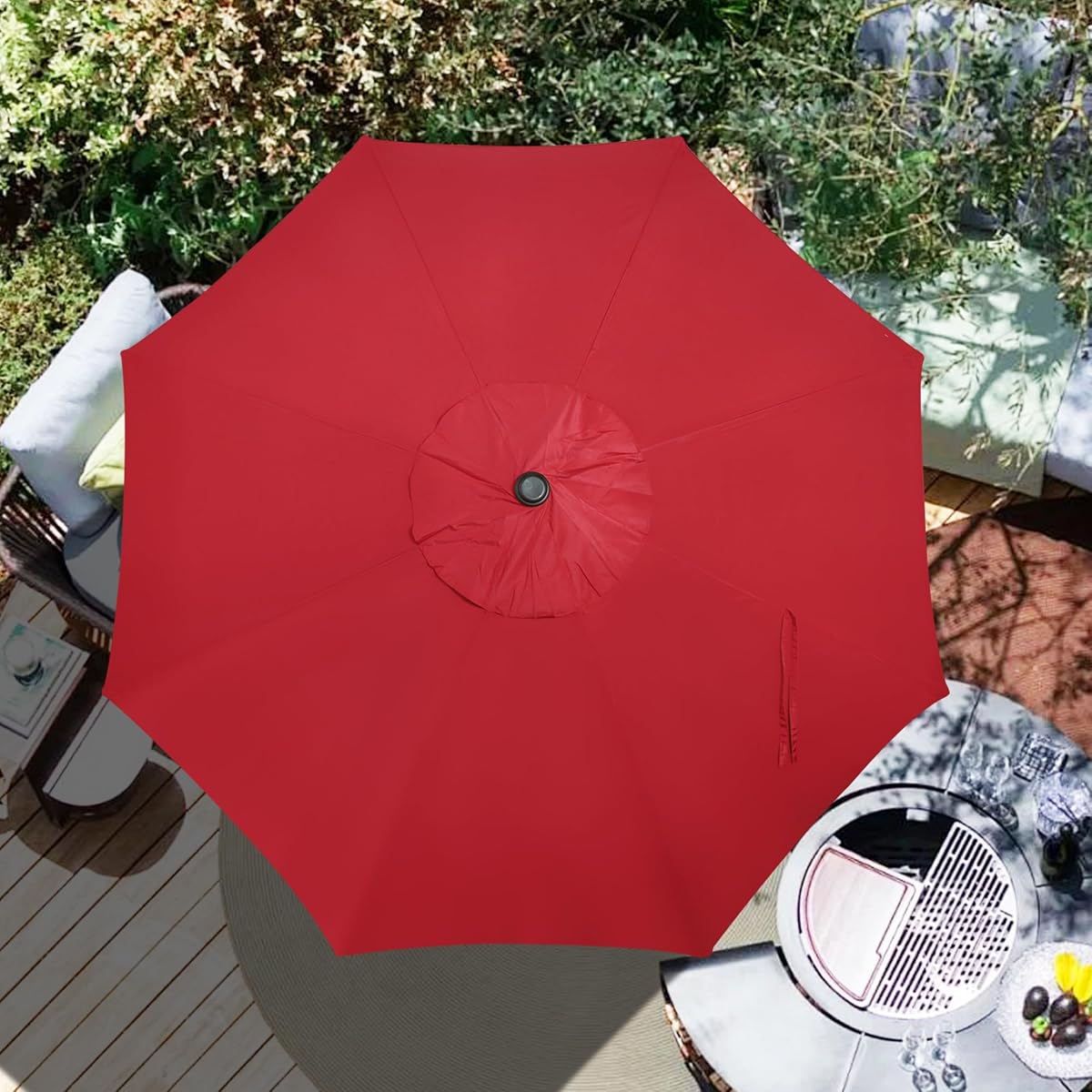Blissun 9ft Patio Umbrella Replacement Canopy, Market Umbrella Top, Outdoor Table Umbrella Canopy for 8 Ribs, Canopy Only (Red) - detail image 6