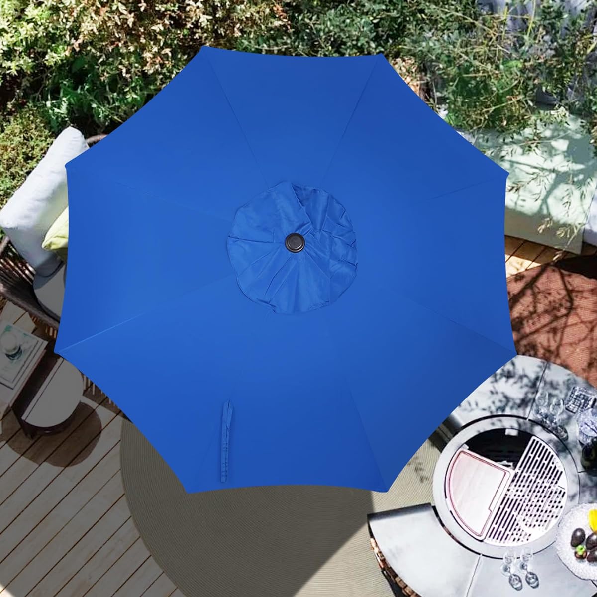 Blissun 9ft Patio Umbrella Replacement Canopy, Market Outdoor Table Umbrella Top for 8 Ribs (Royal Blue) - detail image 5