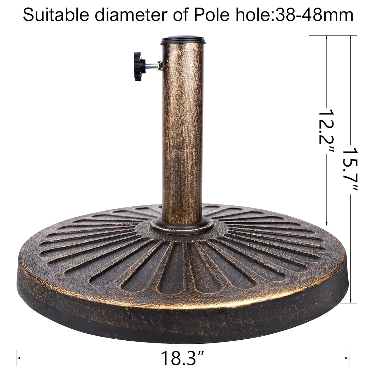 Blissun 26.5 lbs Outdoor Living Heavy Duty Round Antiqued Patio Umbrella Base, Bronze - detail image 1