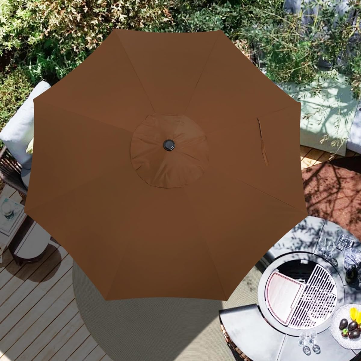 Blissun 9ft Patio Umbrella - Replacement Canopy, Market Umbrella Top, Outdoor Table Umbrella for 8 Ribs (Brown) - detail image 6