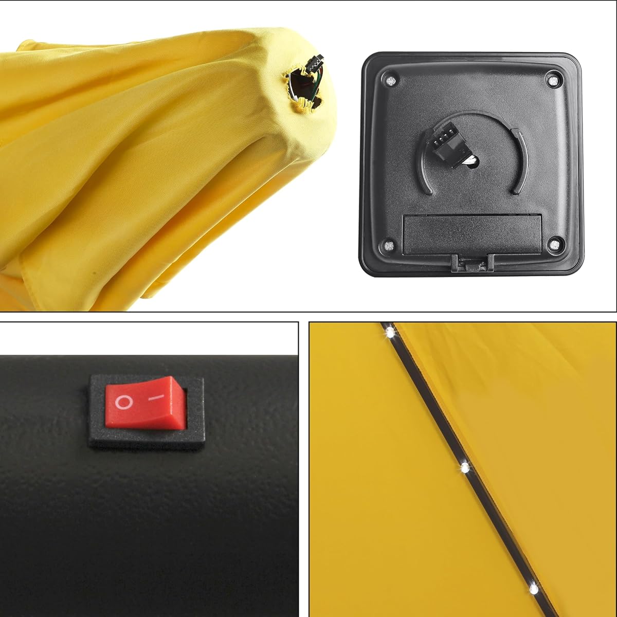 Blissun 7.5 ft Solar Umbrella 18 LED Lighted Patio Umbrella Table Market Umbrella with Tilt and Crank Outdoor Umbrella for Garden, Deck, Backyard, Pool and Beach (Yellow) - detail image 2