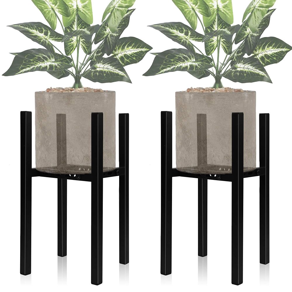 Blissun 2 Pack Adjustable Plant Stand Indoor Outdoor, Metal Flower Plant Pot Stand Holder, Modern Adjustable Potted Plant Display Rack, Fit 8 to 12 Inch Pots