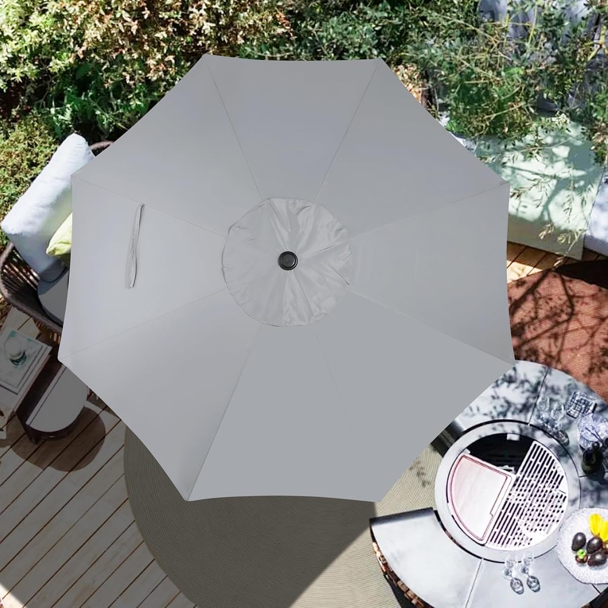 Blissun 9ft Patio Umbrella Replacement Canopy, Market Umbrella Top, Outdoor Table Umbrella Canopy for 8 Ribs, Canopy Only (Grey) - detail image 6