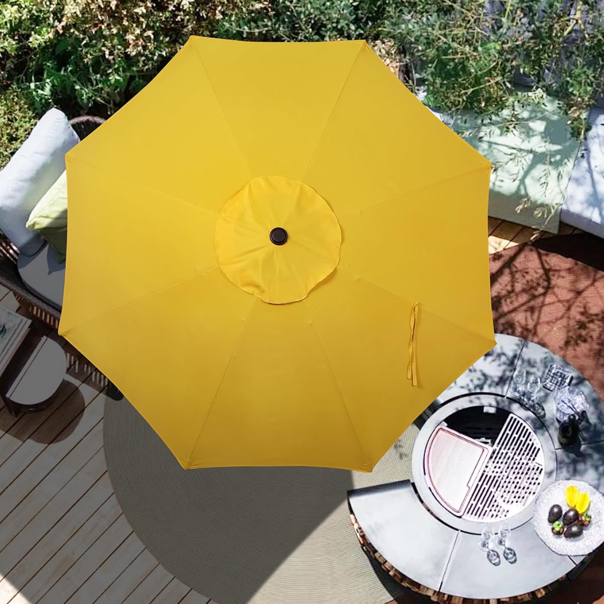 Blissun 9ft Patio Umbrella Replacement Canopy, Market Umbrella Top, Outdoor Table Umbrella Canopy for 8 Ribs, Canopy Only (Yellow) - detail image 6